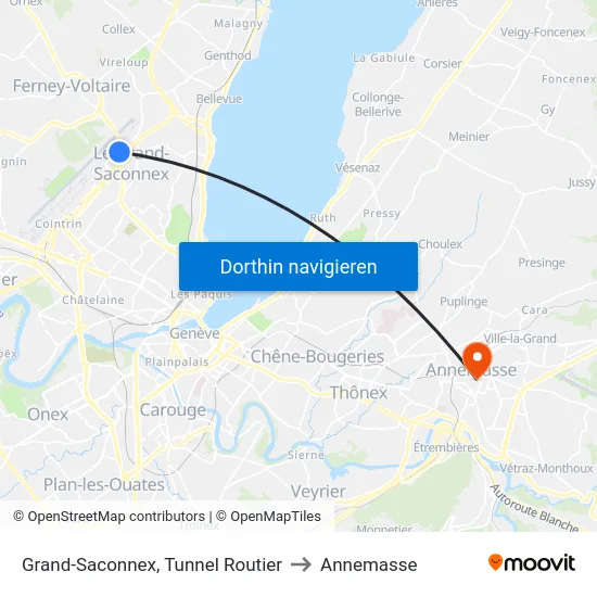 Grand-Saconnex, Tunnel Routier to Annemasse map