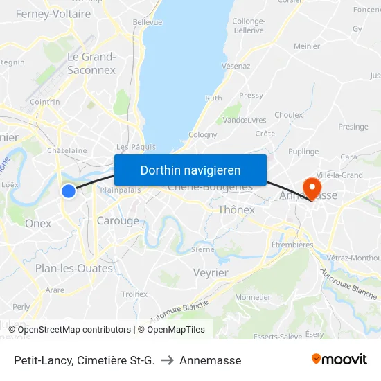 Petit-Lancy, Cimetière St-G. to Annemasse map