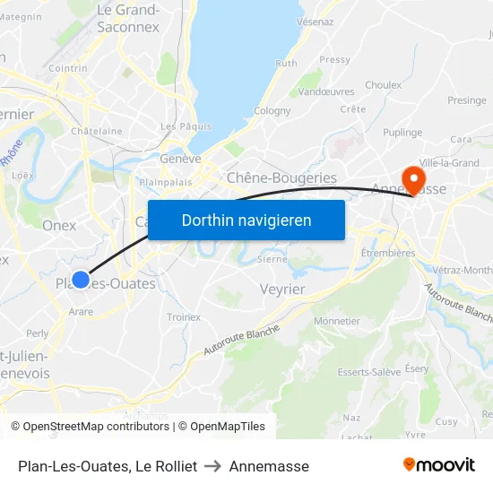 Plan-Les-Ouates, Le Rolliet to Annemasse map