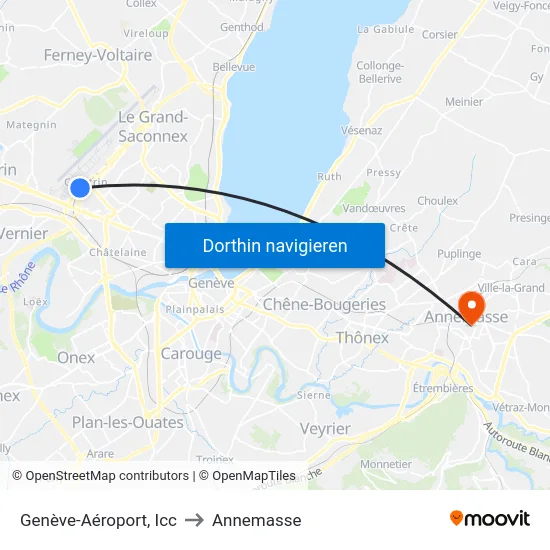 Genève-Aéroport, Icc to Annemasse map