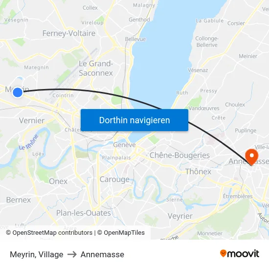 Meyrin, Village to Annemasse map