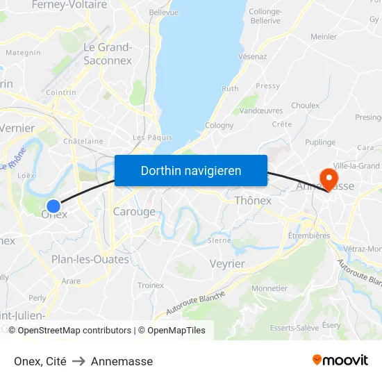 Onex, Cité to Annemasse map