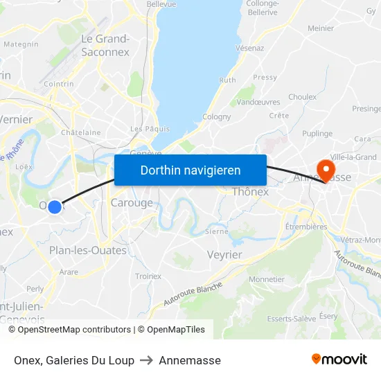 Onex, Galeries Du Loup to Annemasse map