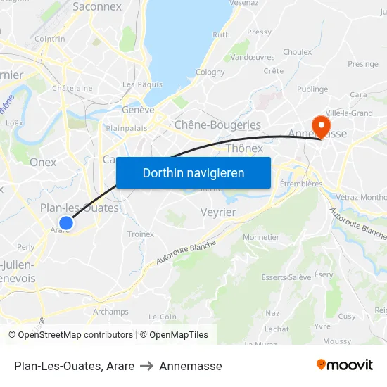 Plan-Les-Ouates, Arare to Annemasse map