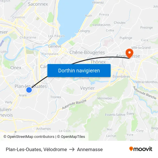 Plan-Les-Ouates, Vélodrome to Annemasse map
