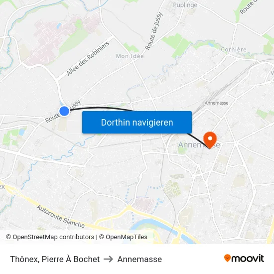 Thônex, Pierre À Bochet to Annemasse map