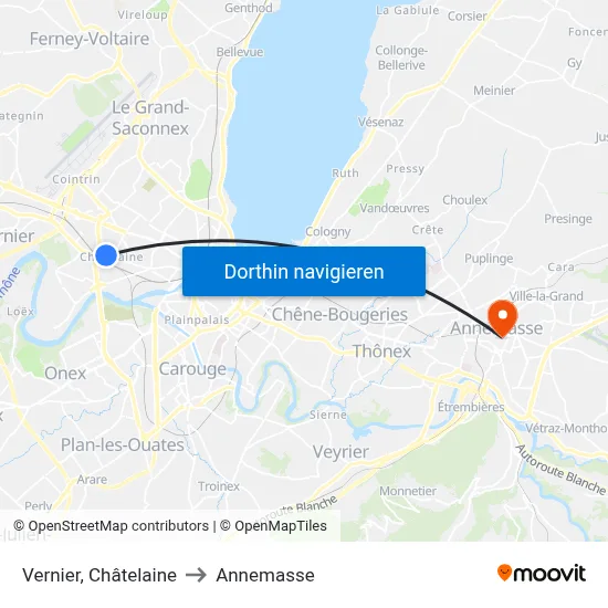 Vernier, Châtelaine to Annemasse map