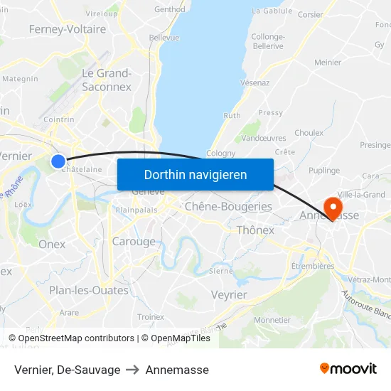 Vernier, De-Sauvage to Annemasse map