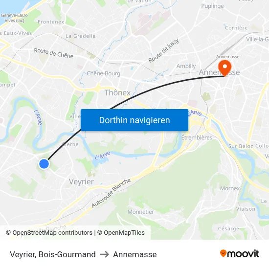 Veyrier, Bois-Gourmand to Annemasse map