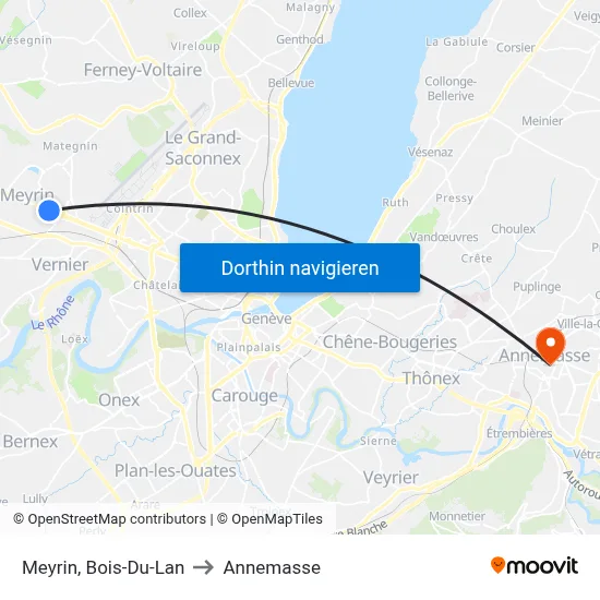Meyrin, Bois-Du-Lan to Annemasse map