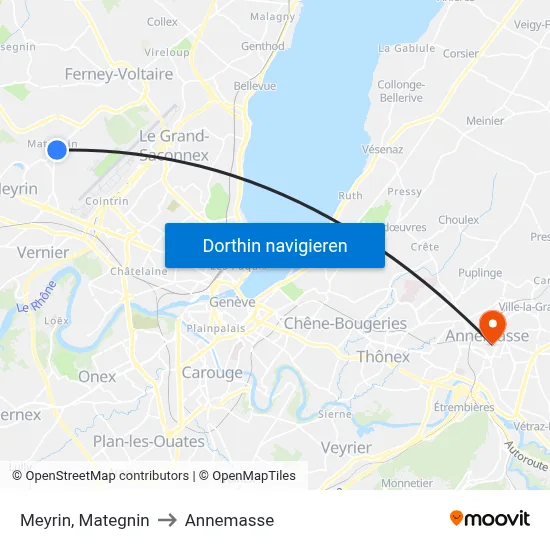 Meyrin, Mategnin to Annemasse map