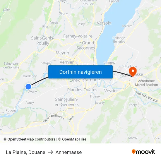 La Plaine, Douane to Annemasse map