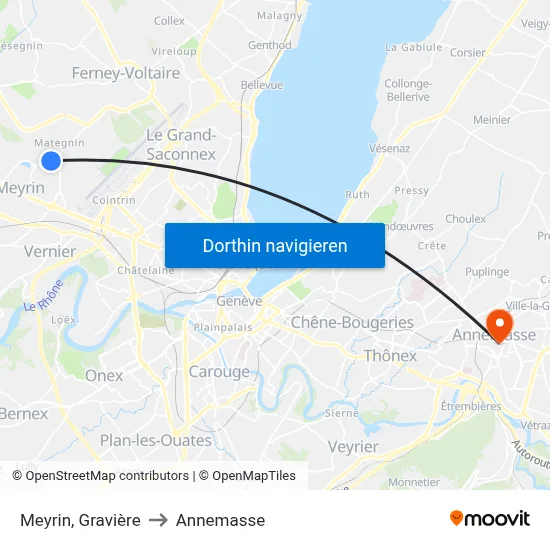 Meyrin, Gravière to Annemasse map