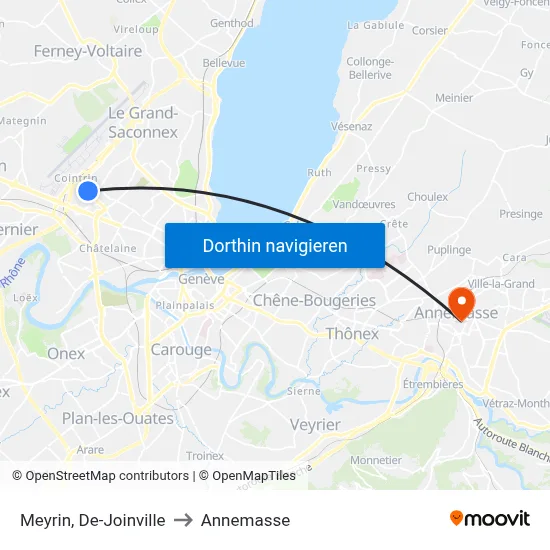 Meyrin, De-Joinville to Annemasse map