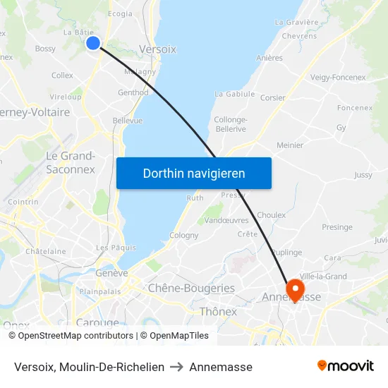 Versoix, Moulin-De-Richelien to Annemasse map