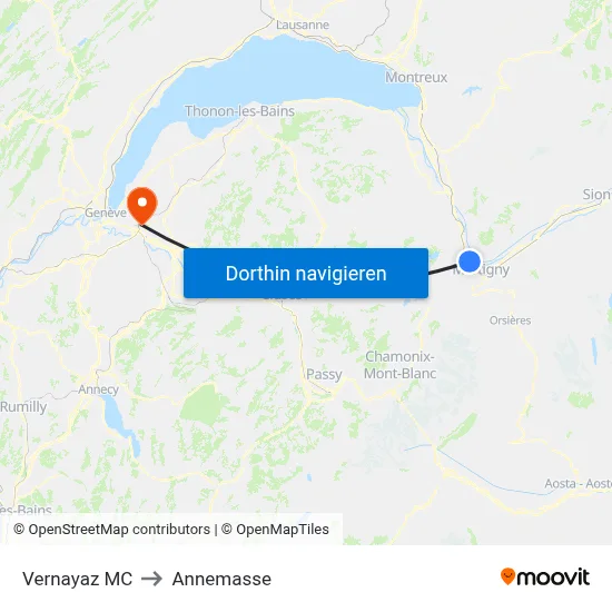 Vernayaz MC to Annemasse map