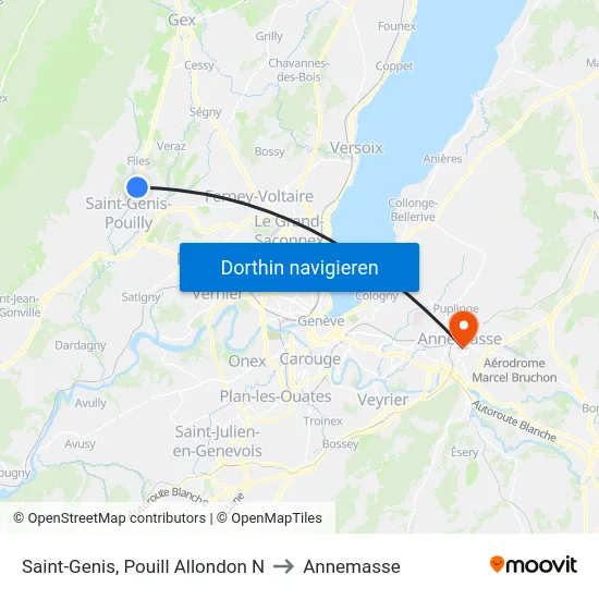 Saint-Genis, Pouill Allondon N to Annemasse map