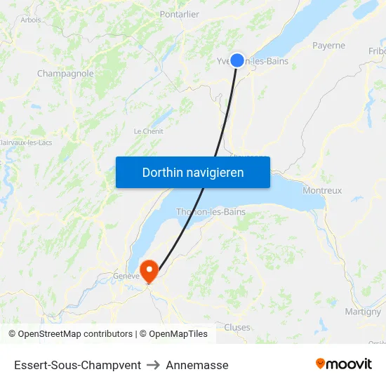 Essert-Sous-Champvent to Annemasse map