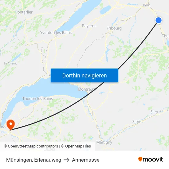 Münsingen, Erlenauweg to Annemasse map