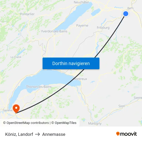 Köniz, Landorf to Annemasse map