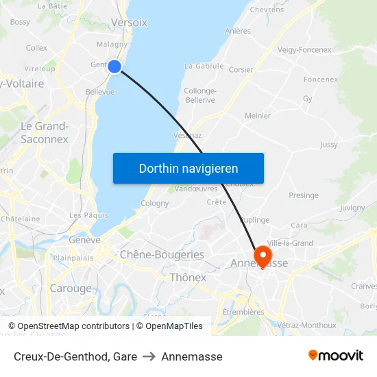 Creux-De-Genthod, Gare to Annemasse map
