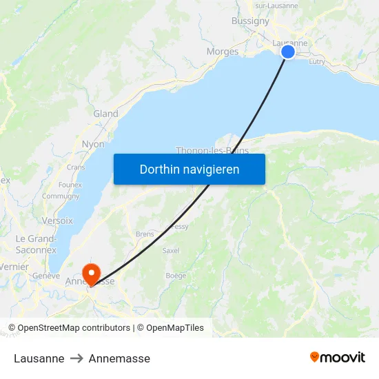 Lausanne to Annemasse map