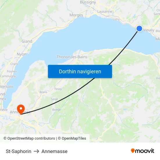 St-Saphorin to Annemasse map