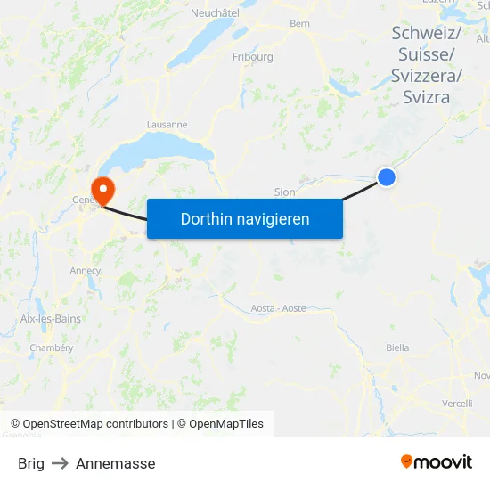 Brig to Annemasse map