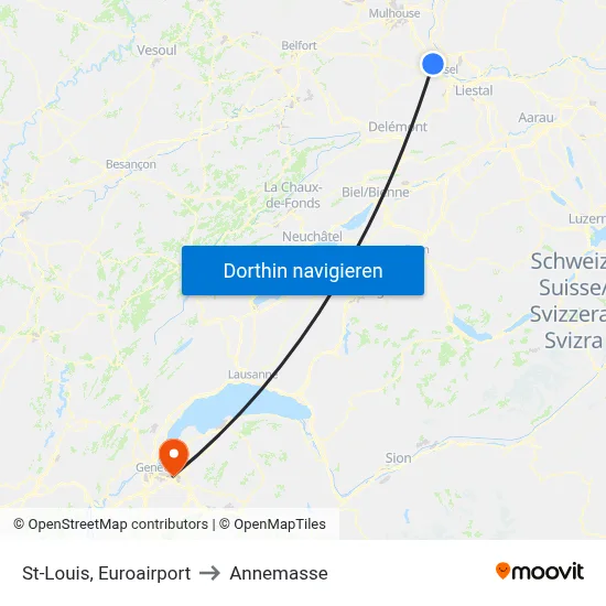 St-Louis, Euroairport to Annemasse map