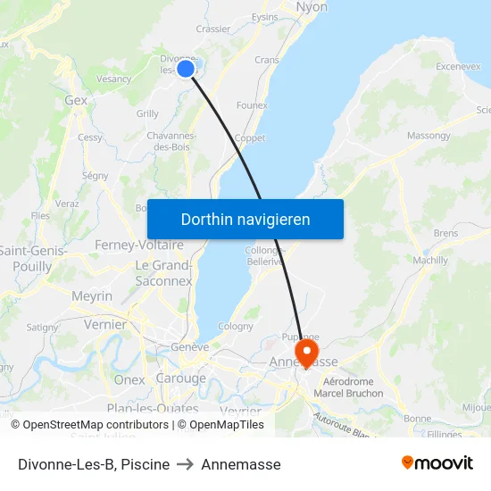 Divonne-Les-B, Piscine to Annemasse map