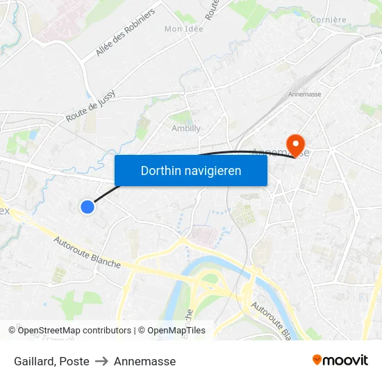 Gaillard, Poste to Annemasse map