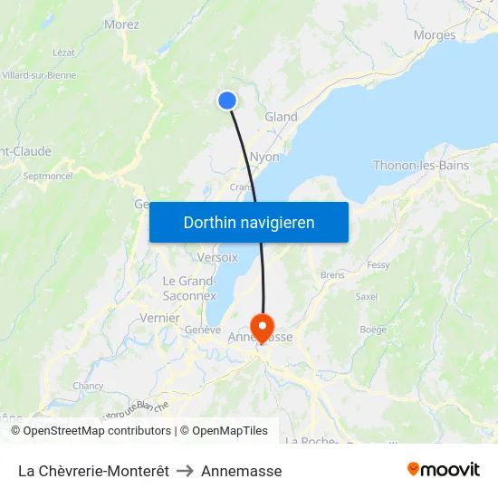 La Chèvrerie-Monterêt to Annemasse map