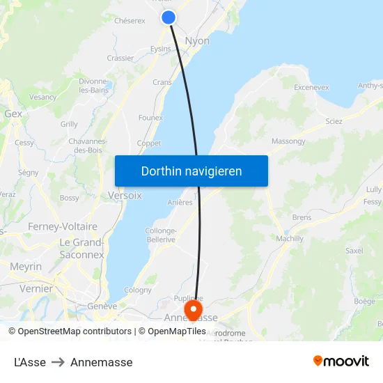 L'Asse to Annemasse map