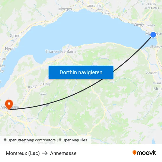 Montreux (Lac) to Annemasse map