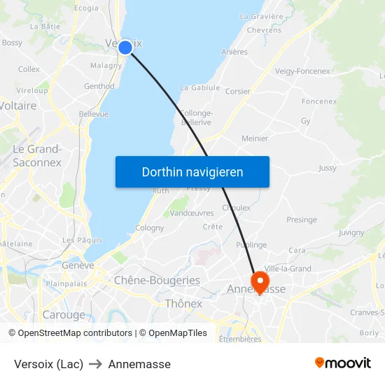 Versoix (Lac) to Annemasse map
