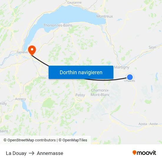 La Douay to Annemasse map