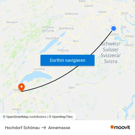 Hochdorf Schönau to Annemasse map