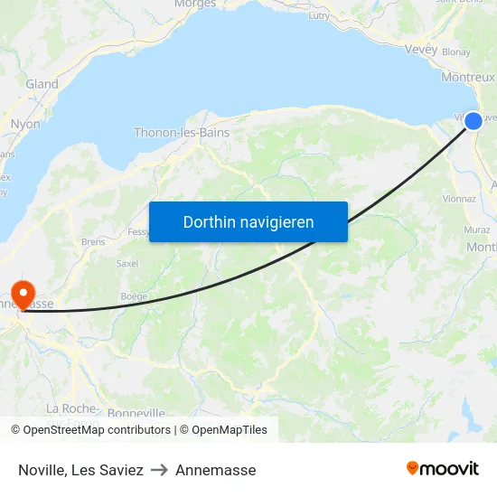 Noville, Les Saviez to Annemasse map