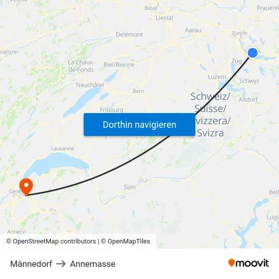 Männedorf to Annemasse map
