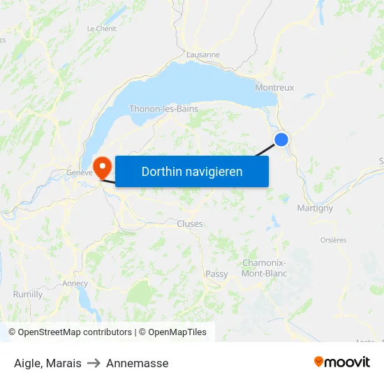 Aigle, Marais to Annemasse map