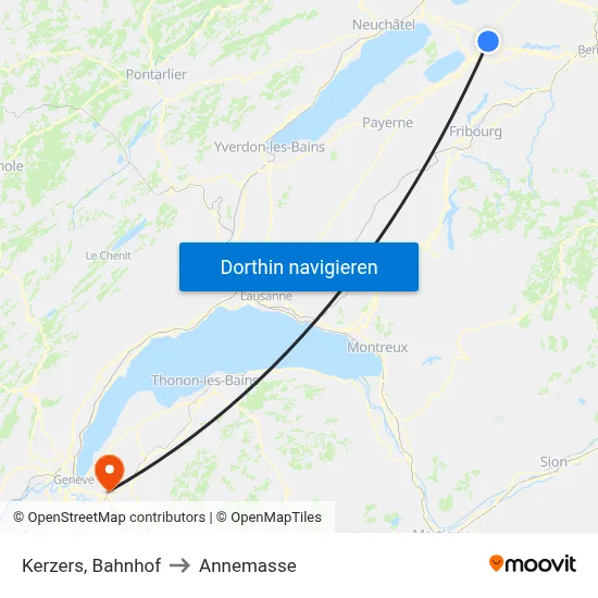 Kerzers, Bahnhof to Annemasse map