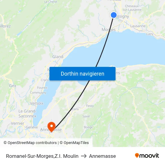 Romanel-Sur-Morges,Z.I. Moulin to Annemasse map