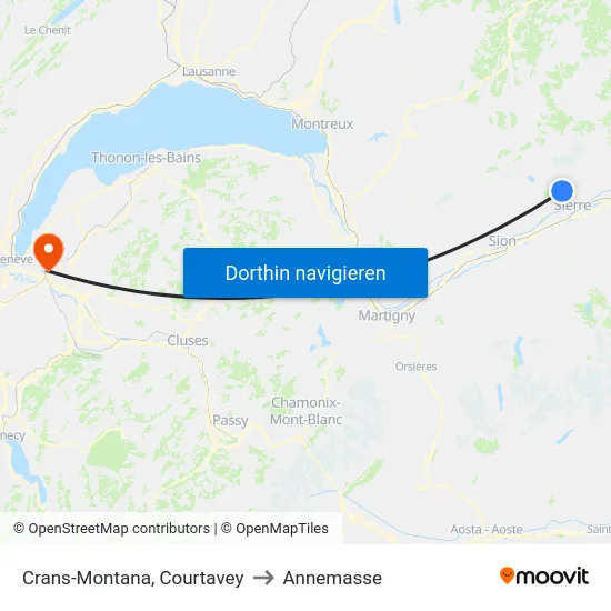 Crans-Montana, Courtavey to Annemasse map