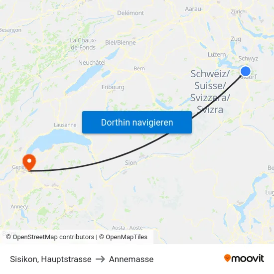 Sisikon, Hauptstrasse to Annemasse map