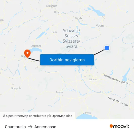 Chantarella to Annemasse map