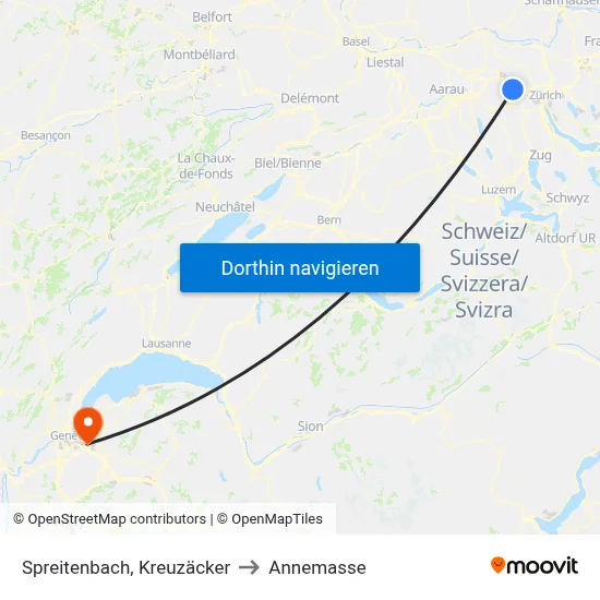 Spreitenbach, Kreuzäcker to Annemasse map