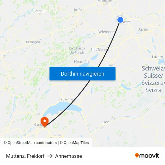 Muttenz, Freidorf to Annemasse map