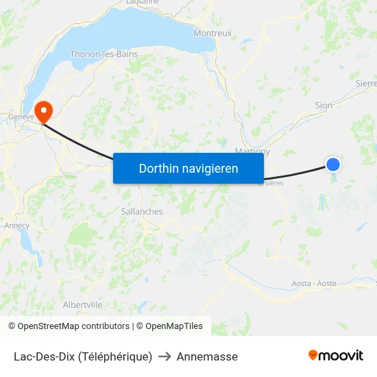 Lac-Des-Dix (Téléphérique) to Annemasse map