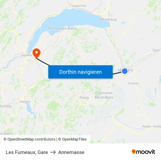 Les Fumeaux, Gare to Annemasse map