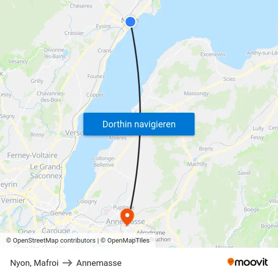 Nyon, Mafroi to Annemasse map